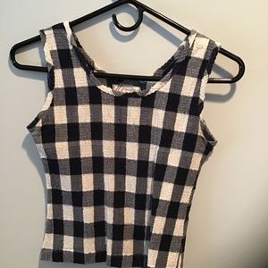Dress Barn Sleeveless Blue/White Checkered Tank